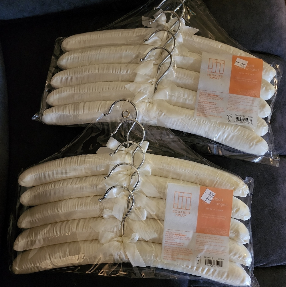 Squared Away Padded Clothes Hangers (Set of 5) X 2 (NWT) = 10 Hangers Total